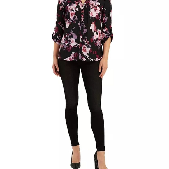BCX Black and Pink Floral Dress - Picture 1 of 3